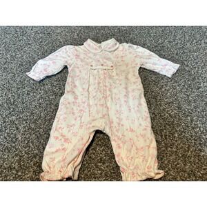 Ring Around the Rosie Baby Girls Pink Floral Embroidered Footless Sleeper‎ 3/6M